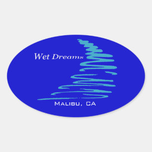 Squiggly Lines_Natte Dreams_Malibu, CA Ovale Sticker