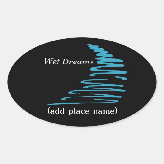 Squiggly Lines_Natte Dreams namedrop sjabloon Ovale Sticker (Voorkant)
