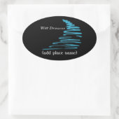 Squiggly Lines_Natte Dreams namedrop sjabloon Ovale Sticker (Tas)
