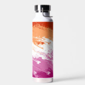 Squiggly Trippy Abstracte Lesbische Pride Vlag Waterfles (Links)