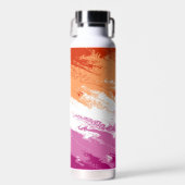Squiggly Trippy Abstracte Lesbische Pride Vlag Waterfles (Voorkant)
