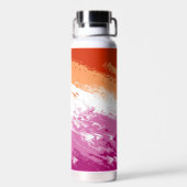 Squiggly Trippy Abstracte Lesbische Pride Vlag Waterfles (Achterkant)
