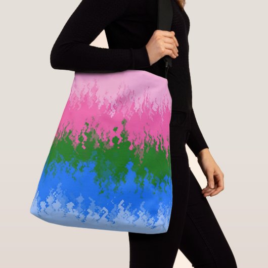 Squiggly Trippy Abstracte Omniromantische Pride Fl Crossbody Tas (Dichtbij)