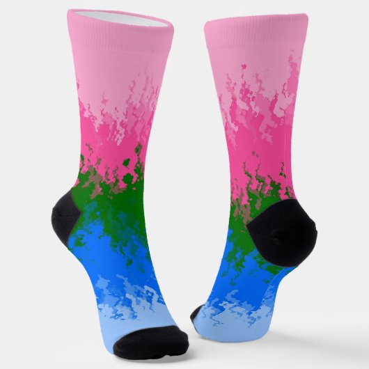 Squiggly Trippy Abstracte Omniromantische Pride Fl Sokken (Gebogen)