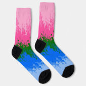 Squiggly Trippy Abstracte Omniromantische Pride Fl Sokken (Rechts)