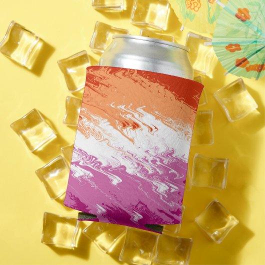 Squiggly Trippy Groovy Abstracte Lesbische Pride V Blikjeskoeler (Insitu Zomer)