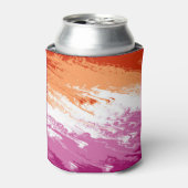 Squiggly Trippy Groovy Abstracte Lesbische Pride V Blikjeskoeler (Blikje Voorkant)