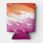 Squiggly Trippy Groovy Abstracte Lesbische Pride V Blikjeskoeler (Voorkant)