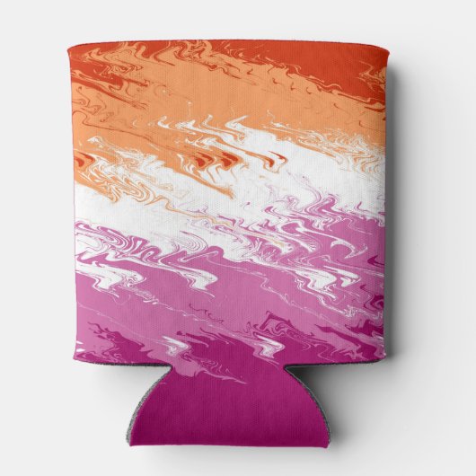 Squiggly Trippy Groovy Abstracte Lesbische Pride V Blikjeskoeler (Achterkant)