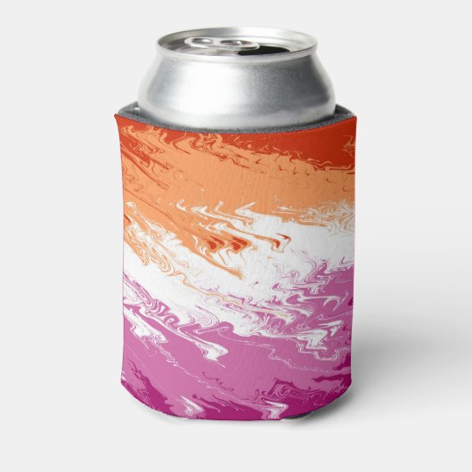 Squiggly Trippy Groovy Abstracte Lesbische Pride V Blikjeskoeler (Blikje Achterkant)