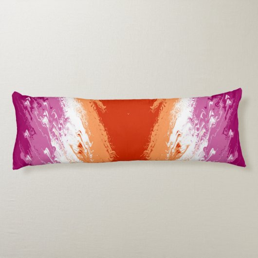 Squiggly Trippy Groovy Abstracte Lesbische Pride V Lichaamskussen (Achterkant)