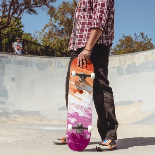 Squiggly Trippy Groovy Abstracte Lesbische Pride V Persoonlijk Skateboard (Buiten 2)