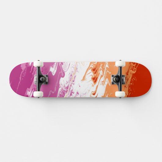 Squiggly Trippy Groovy Abstracte Lesbische Pride V Persoonlijk Skateboard (Horizontaal)