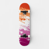 Squiggly Trippy Groovy Abstracte Lesbische Pride V Persoonlijk Skateboard (Voorkant)