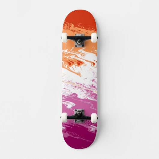 Squiggly Trippy Groovy Abstracte Lesbische Pride V Persoonlijk Skateboard (Voorkant)