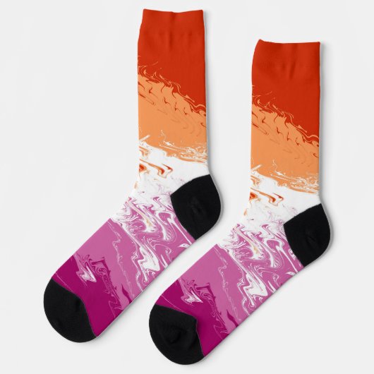 Squiggly Trippy Groovy Abstracte Lesbische Pride V Sokken (Links)