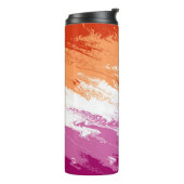 Squiggly Trippy Groovy Abstracte Lesbische Pride V Thermosbeker (Gedraaid links)