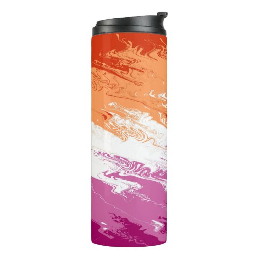 Squiggly Trippy Groovy Abstracte Lesbische Pride V Thermosbeker (Gedraaid links)