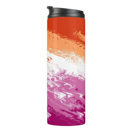 Squiggly Trippy Groovy Abstracte Lesbische Pride V Thermosbeker (Geroteerd rechts)