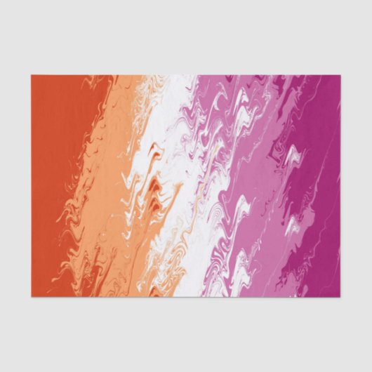 Squiggly Trippy Groovy Abstracte Lesbische Pride V Tissuepapier (Voorkant)