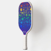 Squiggly Vormt Regenboog Kleuren Paarse Achtergron Pickleball Paddle (Links)
