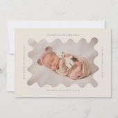 Squiggly Wavy Beige Lijst Geboorteaankondiging Fot Aankondiging (Voorkant)