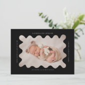 Squiggly Wavy Black Lijst Geboorteaankondiging Fot Aankondiging (Staand voorkant)