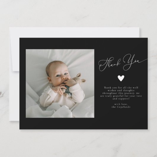 Squiggly Wavy Black Lijst Geboorteaankondiging Fot Aankondiging (Achterkant)