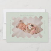 Squiggly Wavy Green Lijst Geboorteaankondiging Fot Aankondiging (Voorkant)