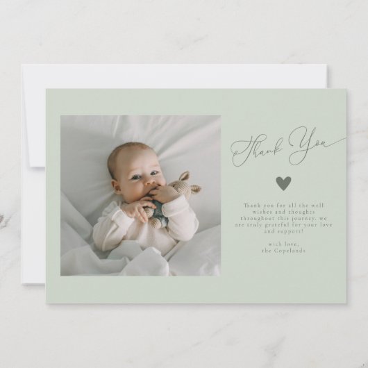 Squiggly Wavy Green Lijst Geboorteaankondiging Fot Aankondiging (Achterkant)