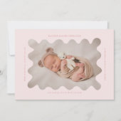 Squiggly Wavy Pink Lijst Geboorteaankondiging Foto Aankondiging (Voorkant)