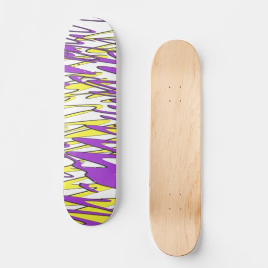 Squiggly Yellow en Paars Combo Persoonlijk Skateboard (Voorkant)