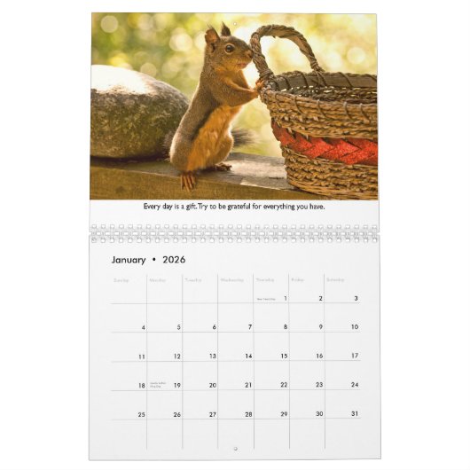 Squiggy the Squirrel Inspirational Wall Calendar Kalender (Jan 2026)