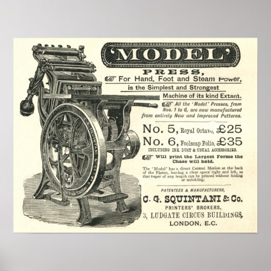 Squintani Model letterpress poster (Voorkant)