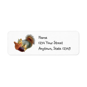 Squirrel Acorn Adresetiketten Etiket