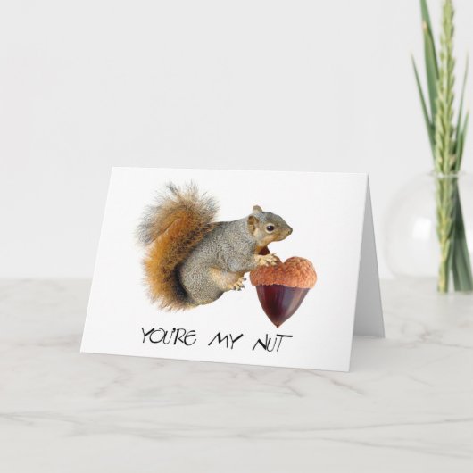 Squirrel Acorn Heart Nut Card Feestdagen Kaart (Voorkant)