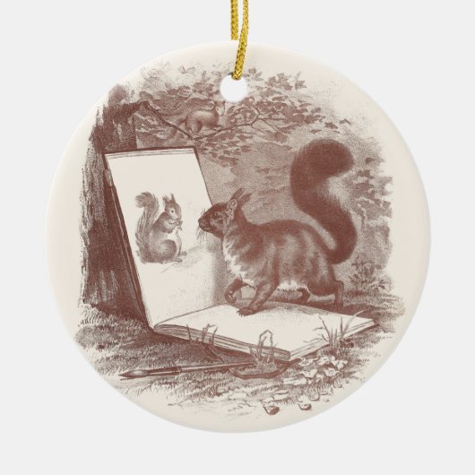 Squirrel Admires Sketch of Self Keramisch Ornament (Voorkant)
