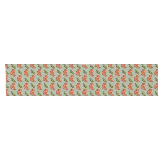 Squirrel and Acorn Pattern Green Korte Tafelloper (Horizontaal)