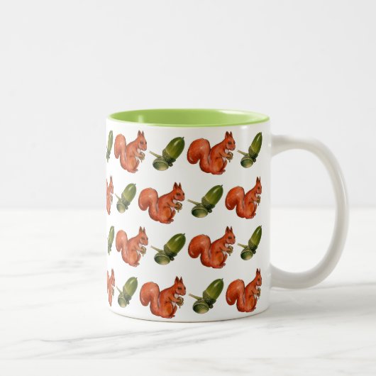 Squirrel and Acorn Pattern Tweekleurige Koffiemok (Rechts)