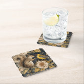 Squirrel and Yellow Canary with Flowers Pattern Kartonnen Onderzetters (Insitu)