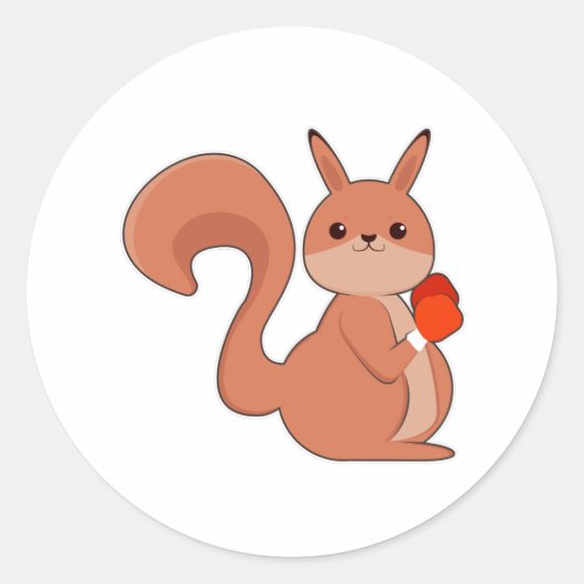 Squirrel as Boxer with Boxing gloves Ronde Sticker (Voorkant)