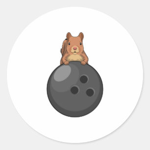Squirrel at Bowling with Bowling ball Ronde Sticker