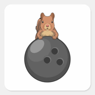 Squirrel at Bowling with Bowling ball Vierkante Sticker