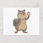 Squirrel at Poker with Poker chips Briefkaart (Voorkant)