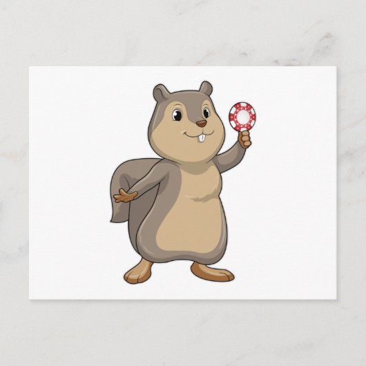 Squirrel at Poker with Poker chips Briefkaart (Voorkant)