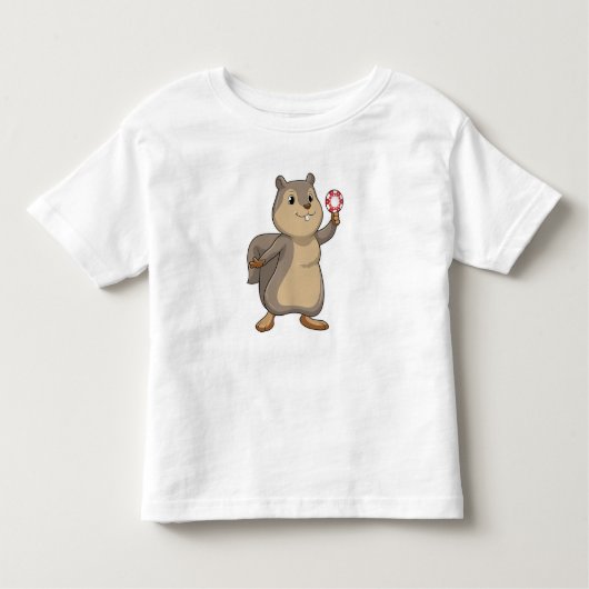 Squirrel at Poker with Poker chips Kinder Shirts (Voorkant)