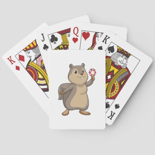Squirrel at Poker with Poker chips Pokerkaarten (Achterkant)