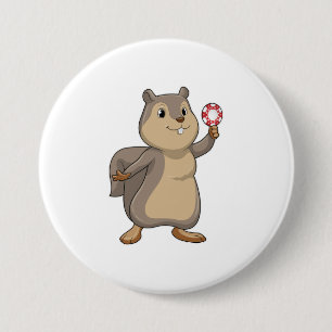 Squirrel at Poker with Poker chips Ronde Button 7,6 Cm