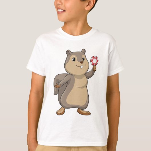 Squirrel at Poker with Poker chips T-shirt (Voorkant)