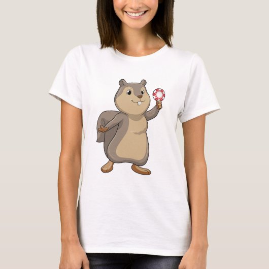 Squirrel at Poker with Poker chips T-shirt (Voorkant)